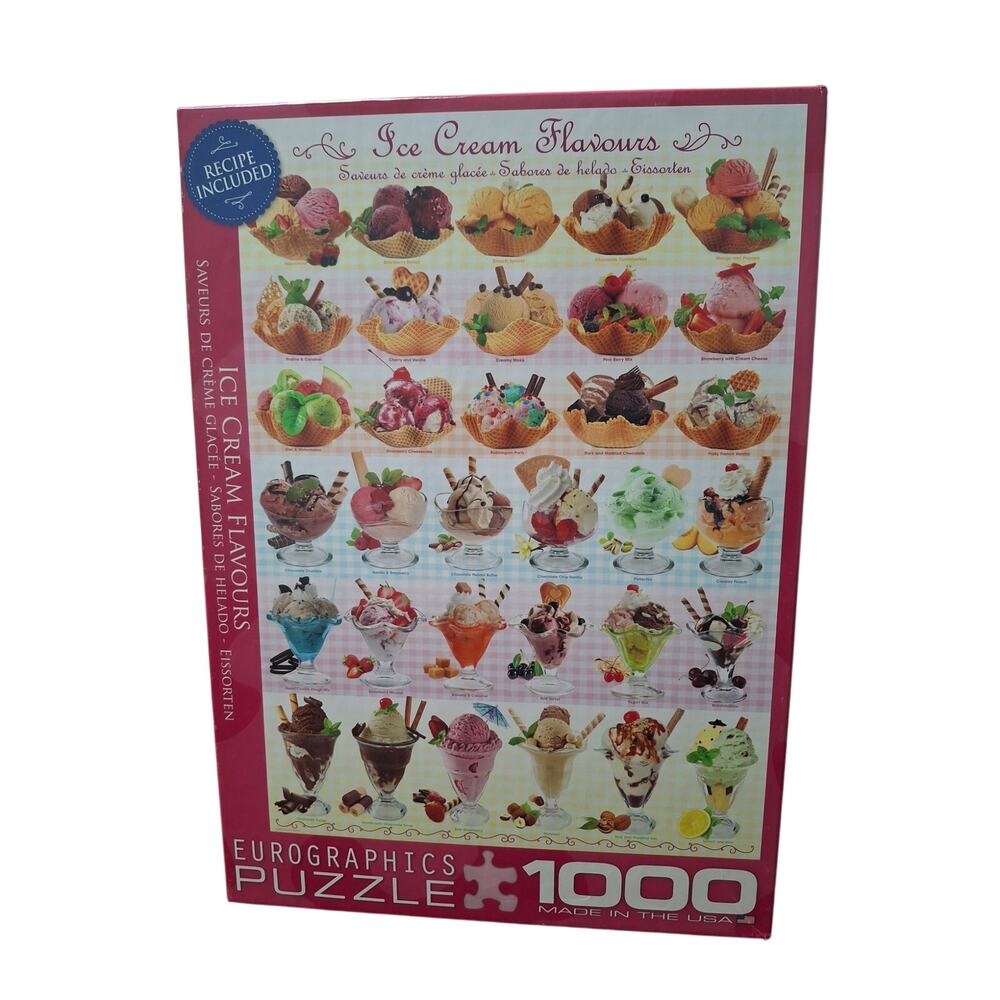 Eurographics Puzzle Ice Cream Flavours 1000 Piece Jigsaw Puzzle w Recipe